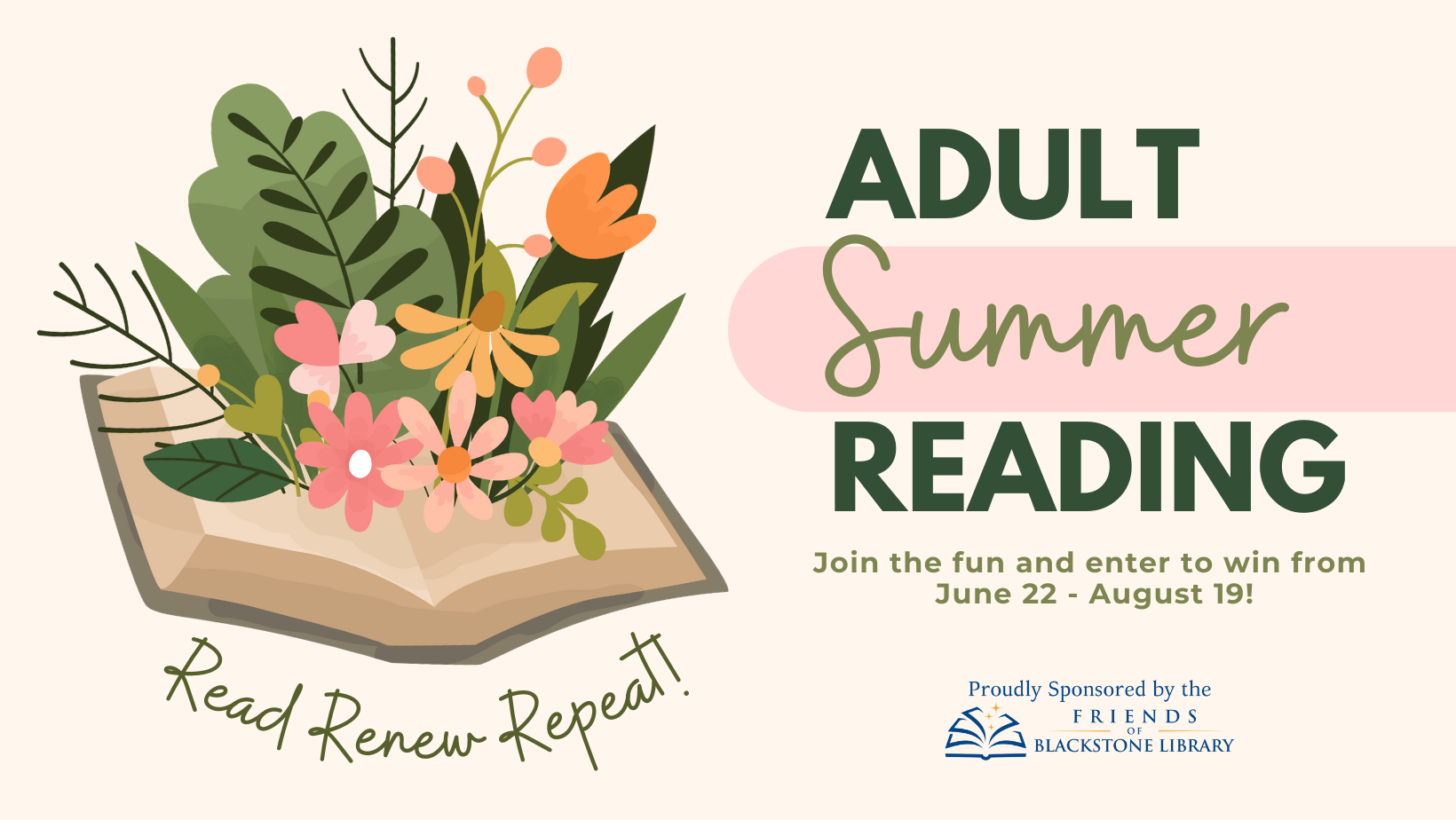 Adult Summer Reading Read, Renew, Repeat! Blackstone Library